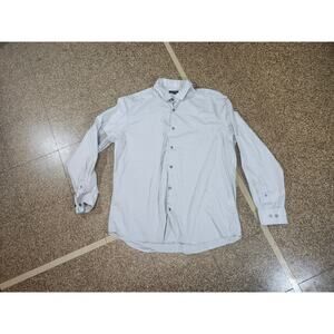 Alfani Dress Shirt Mens Long Sleeve Button Up White/Grey Striped Top XL Collared